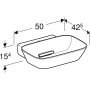 Geberit ONE Aufsatzwaschtisch Schalenform, 1 Hahnloch, ohne Überlauf, Abgang horizontal