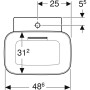 Geberit ONE Aufsatzwaschtisch Schalenform, 1 Hahnloch, ohne Überlauf, Abgang horizontal