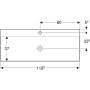 Geberit ONE Waschtisch 120 cm, Abgang vertikal, 1 Hahnloch, ohne Überlauf