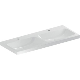 Geberit iCon Light Doppelwaschtisch 120 cm mit 2 Hahnlöchern, ohne Überlauf
