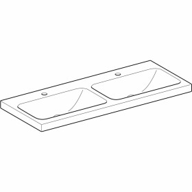 Geberit iCon Light Doppelwaschtisch 120 cm mit 2 Hahnlöchern, ohne Überlauf