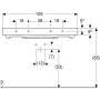 Geberit ONE Waschtisch 105 cm, Abgang horizontal, 1 Hahnloch, ohne Überlauf
