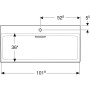 Geberit ONE Waschtisch 105 cm, Abgang horizontal, 1 Hahnloch, ohne Überlauf