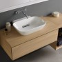 Geberit ONE Aufsatzwaschtisch Schalenform, ohne Hahnloch, ohne Überlauf, Abgang horizontal