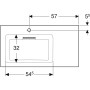 Geberit ONE Möbelwaschtisch 90 cm, Abgang horizontal, 1 Hahnloch, ohne Überlauf, Ablage rechts