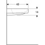 Geberit ONE Waschtisch 90 cm, Abgang horizontal, ohne Hahnloch, ohne Überlauf, Ablage links