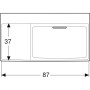Geberit ONE Waschtisch 90 cm, Abgang horizontal, ohne Hahnloch, ohne Überlauf, Ablage links