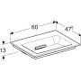 Geberit ONE Möbelwaschtisch 60 cm, Abgang horizontal, ohne Hahnloch, ohne Überlauf