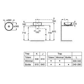 Lavabo d'appoggio rotondo Roca The Gap, Ø 39 cm