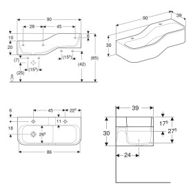 Geberit Bambini Spiel- und Waschlandschaft, 2 Waschplätze, tieferes Becken links