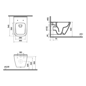 VitrA M-Line WC sospeso senza bordo 54 cm, quadrato