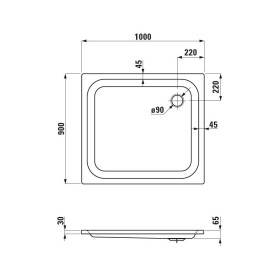 Steel Plan Duschwanne 90 x 100 x 6,5 cm