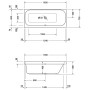 Duravit Happy D.2 Badewanne Rechteck 160 x 70 cm, Rückenschräge rechts