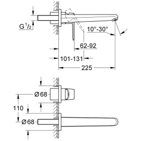Rubinetto per lavabo a 2 fori GROHE Eurodisc Cosmopolitan