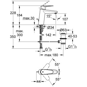 Rubinetto monocomando per lavabo Eurodisc Cosmopolitan di GROHE, versione media