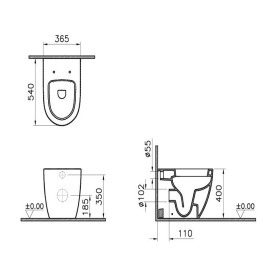 VitrA Sento WC a terra con scarico a pavimento e bordo chiuso