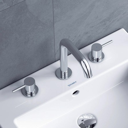 Duravit Circle 3-Loch Waschtischarmatur mit Zugstangen-Ablaufgarnitur