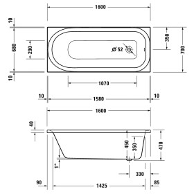 Duravit Soleil by Starck Whirlwanne 160 x 70 cm