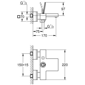 GROHE Eurocube Joy Einhand-Wannenbatterie DN 15