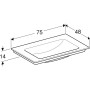Geberit ONE Möbelwaschtisch 75 cm, Abgang vertikal, ohne Hahnloch, ohne Überlauf