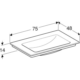Geberit ONE Möbelwaschtisch 75 cm, Abgang vertikal, ohne Hahnloch, ohne Überlauf