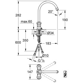 Robinetterie de cuisine monocommande basse pression GROHE Costa