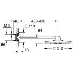 Set doccia a soffione GROHE Rainshower SmartActive 310 Cube con 2 tipi di getto e attacco a parete