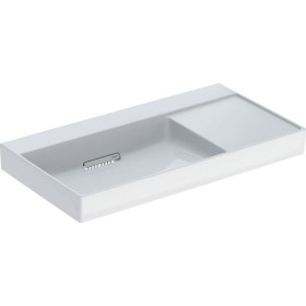 Geberit ONE Waschtisch 90 cm, Abgang horizontal, ohne Hahnloch, ohne Überlauf, Ablage rechts