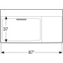 Geberit ONE Waschtisch 90 cm, Abgang horizontal, ohne Hahnloch, ohne Überlauf, Ablage rechts