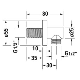 Curva di collegamento a parete Duravit senza supporto doccia con rosone rotondo