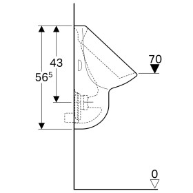 Geberit Aller Urinal mit Zulauf von hinten, Abgang nach hinten, mit Zielobjekt