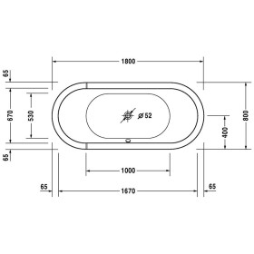 Duravit Starck Oval Whirlwanne 180 x 80 cm freistehend mit Combi-System E, zwei Rückenschrägen