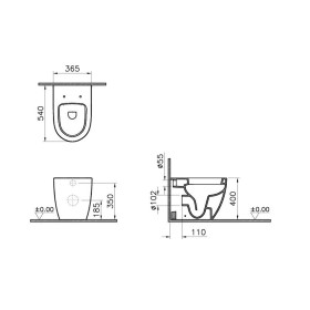 VitrA Sento WC a terra a scarico profondo con bordo di scarico chiuso e finitura superficiale