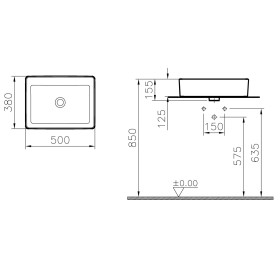 VitrA Options Vasque à poser Nuo 50 x 38 cm, sans trop-plein