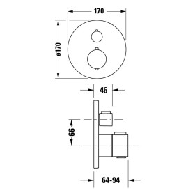 Ensemble de robinetterie thermostatique encastrée Duravit, thermostat, 1 consommateur, rond