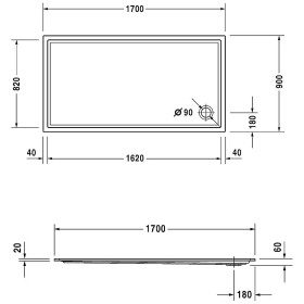 Duravit Starck Slimline Duschwanne Rechteck 170 x 90 cm mit Antislip