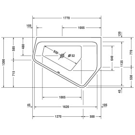 Duravit Paiova 5-Eck Whirlwanne 177 x 130 cm mit Combi-System E, Ecke rechts