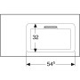 Geberit ONE Möbelwaschtisch 90 cm, Abgang horizontal, ohne Hahnloch, ohne Überlauf, Ablage links