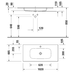 Lavabo Duravit Sivida 102 cm