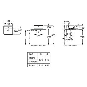 Roca The Gap Aufsatzwaschtisch, rechteckig 42 cm