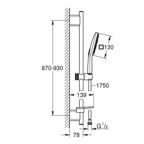 GROHE Rainshower SmartActive 130 Cube Brausestangenset, 3 Strahlarten, Brausestange 90 cm