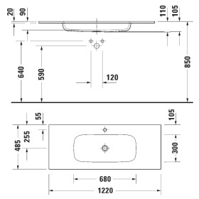 Vasque Duravit Sivida 122 cm