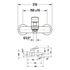 Duravit Wave Einhebel-Wannenmischer Aufputz