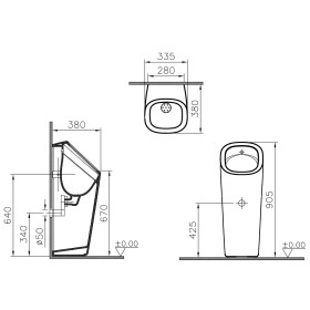 VitrA Monoblock Urinal bodenstehend, Batteriebetrieben