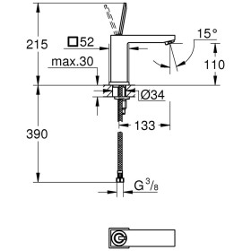 Rubinetto monocomando per lavabo GROHE Eurocube Joy DIN 15 senza piletta