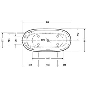 Duravit Cape Cod Whirlwanne freistehend, 185,5 x 88,5 cm mit Air-System