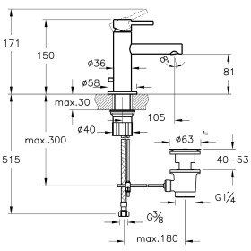 Miscelatore monocomando per lavabo VitrA Origin con scarico