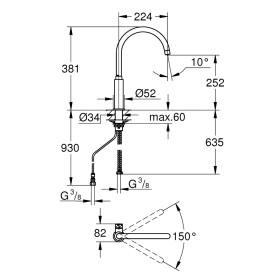 Robinet d'évier monocommande GROHE Blue Pure avec fonction de filtration