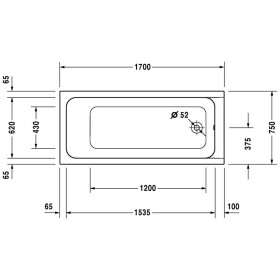 Duravit D-Code Rechteck Whirlwanne 170 x 75 cm mit Jet Project