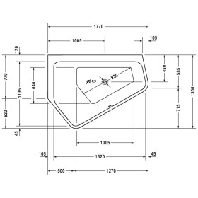 Duravit Paiova 5-Eck Whirlwanne 177 x 130 cm mit Combi-System E, Ecke links